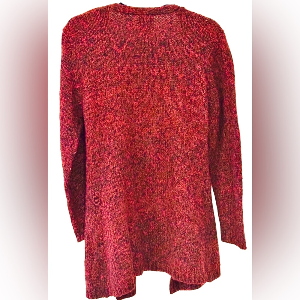 “AMI” Open-Front Soft Red Knarled Cardigan - Picture 2 of 4